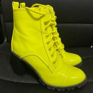 Qupid- Patent Leather Neon Heel Boot